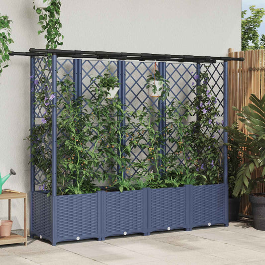 vidaXL Raised Bed with Trellis and Roof Grey 203 x 40 x 136 cm PP