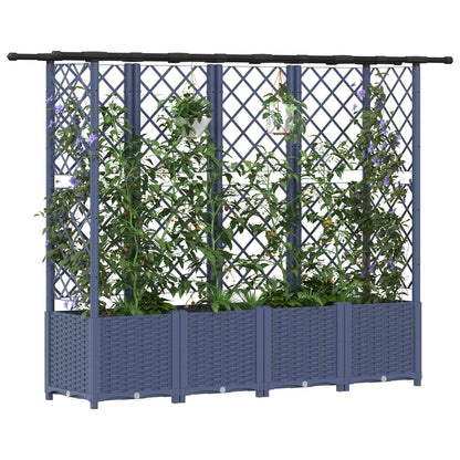 vidaXL Raised Bed with Trellis and Roof Grey 203 x 40 x 138 cm PP