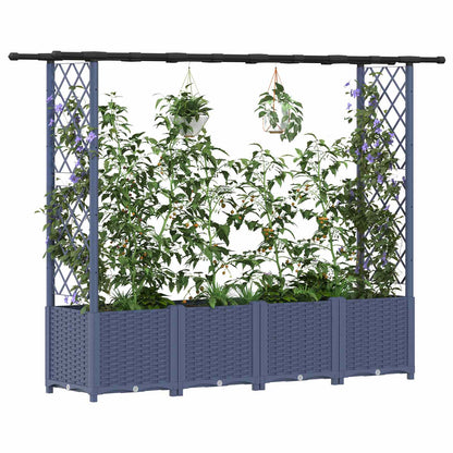 vidaXL Raised Bed with Trellis and Roof Grey 203 x 40 x 136 cm PP