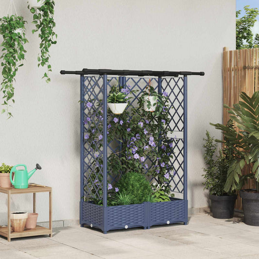 vidaXL Raised Bed with Trellis and Roof Grey 124 x 40 x 121 cm PP