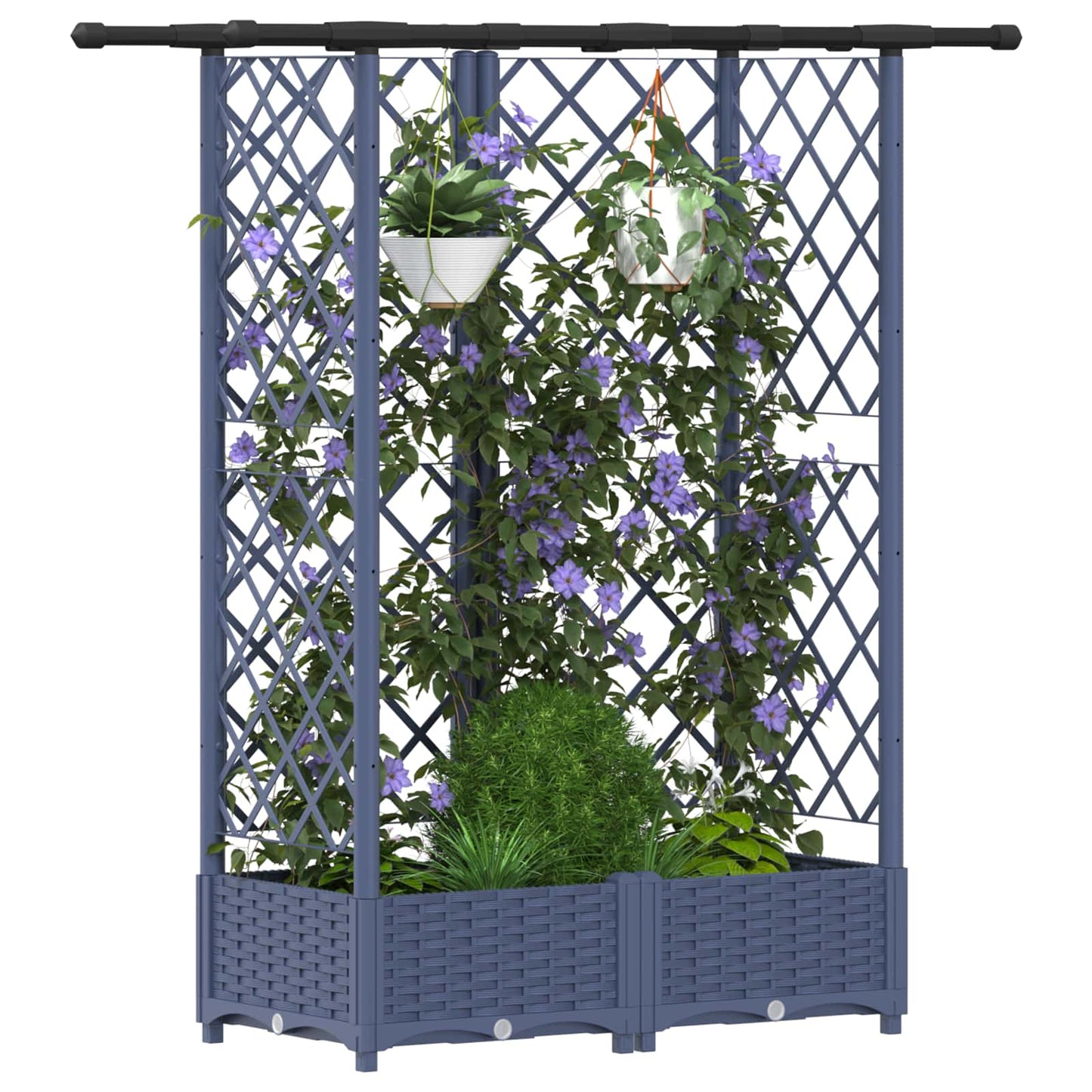 vidaXL Raised Bed with Trellis and Roof Grey 124 x 40 x 123 cm PP