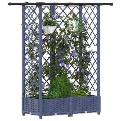 vidaXL Raised Bed with Trellis and Roof Grey 124 x 40 x 123 cm PP