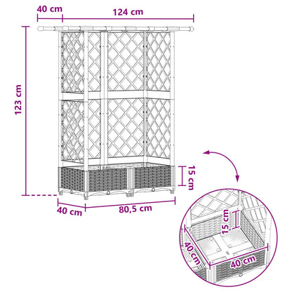 vidaXL Raised Bed with Trellis and Roof Grey 124 x 40 x 123 cm PP