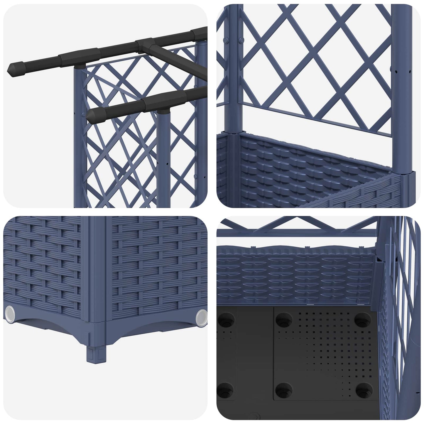 vidaXL Raised Bed with Trellis and Roof Grey 164 x 40 x 123 cm PP