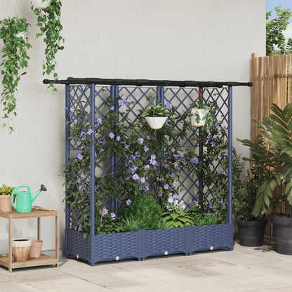 vidaXL Raised Bed with Trellis and Roof Grey 164 x 40 x 123 cm PP