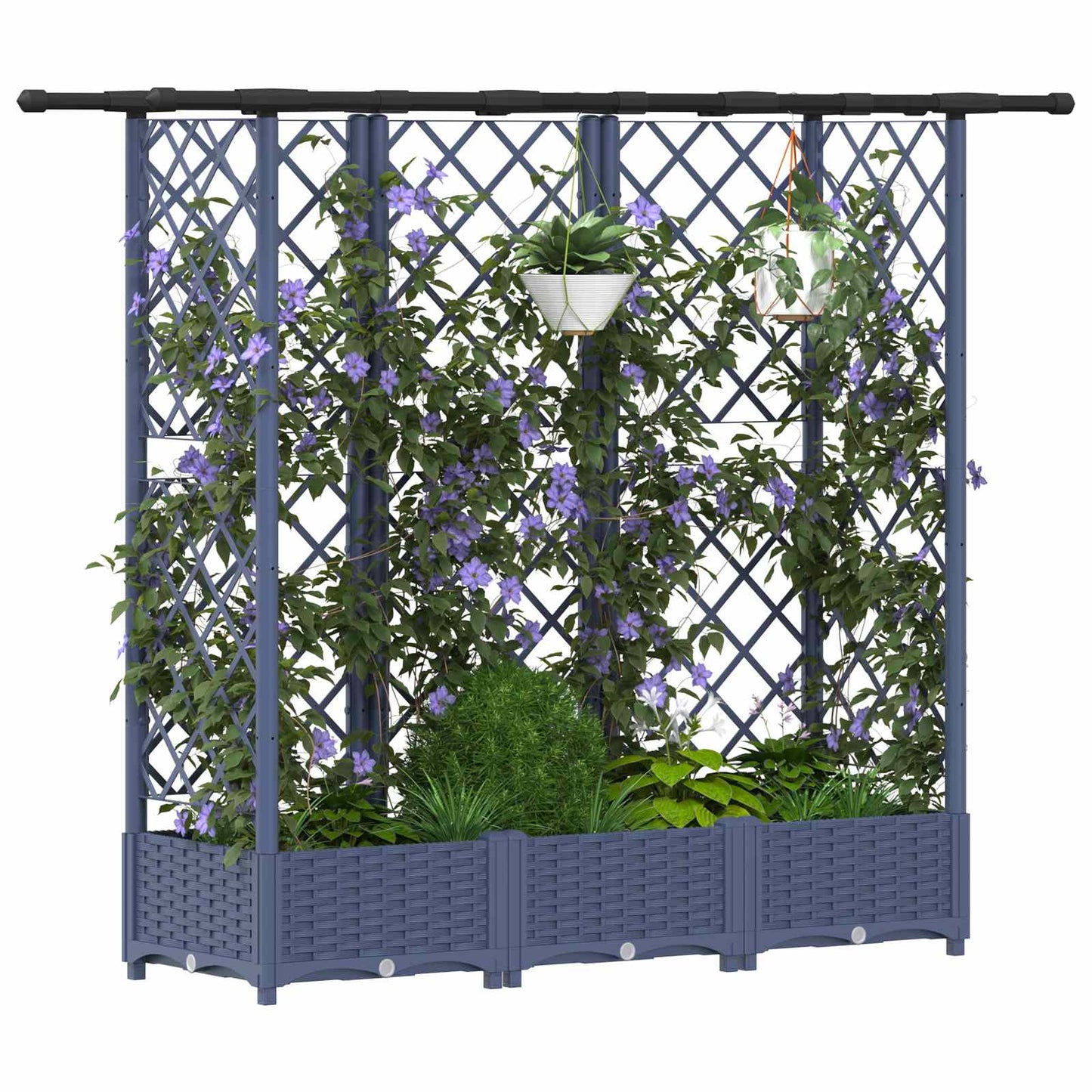 vidaXL Raised Bed with Trellis and Roof Grey 164 x 40 x 123 cm PP