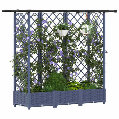 vidaXL Raised Bed with Trellis and Roof Grey 164 x 40 x 123 cm PP
