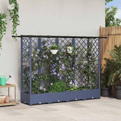 vidaXL Raised Bed with Trellis and Roof Grey 202.5 x 40 x 121 cm PP