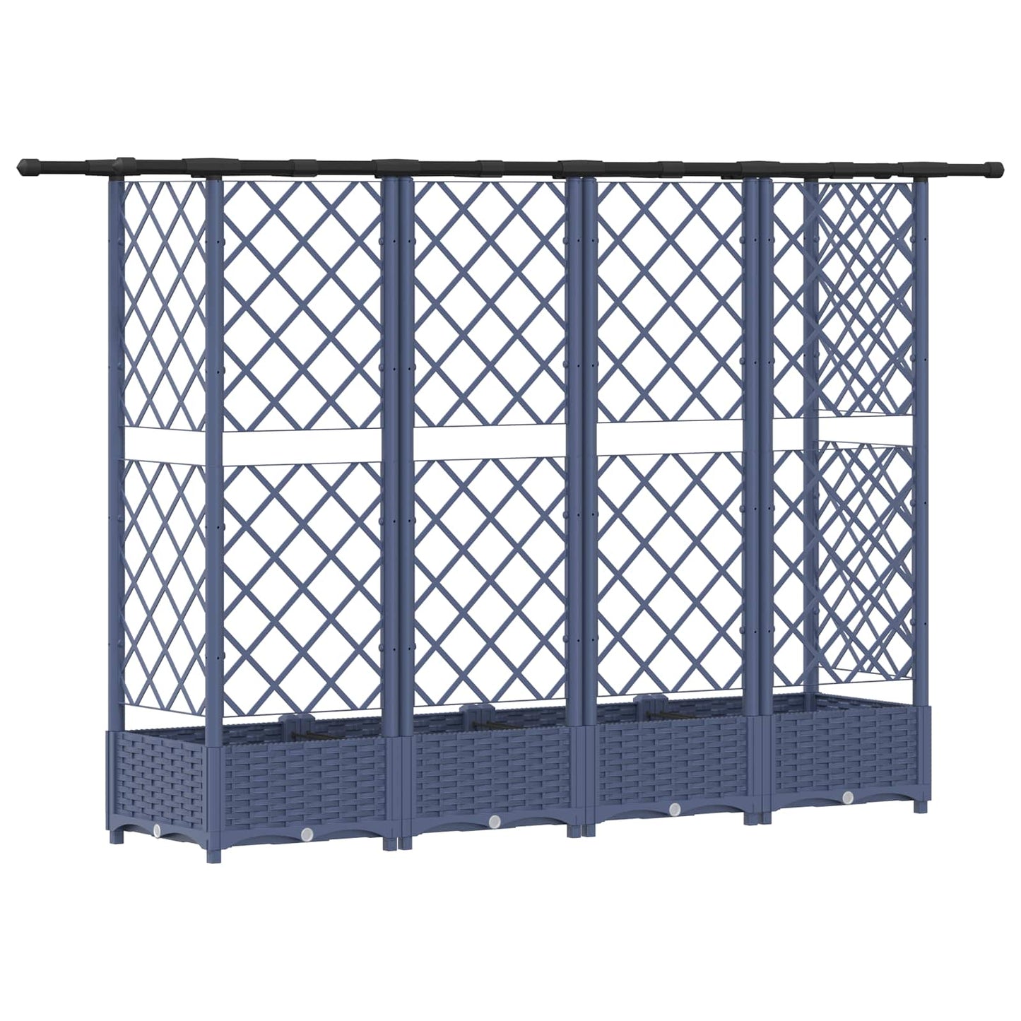 vidaXL Raised Bed with Trellis and Roof Grey 202.5 x 40 x 121 cm PP
