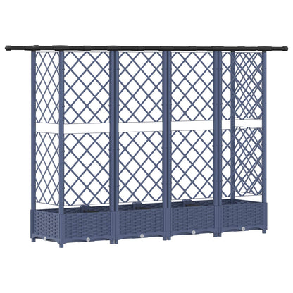 vidaXL Raised Bed with Trellis and Roof Grey 202.5 x 40 x 121 cm PP