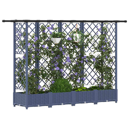 vidaXL Raised Bed with Trellis and Roof Grey 202.5 x 40 x 121 cm PP