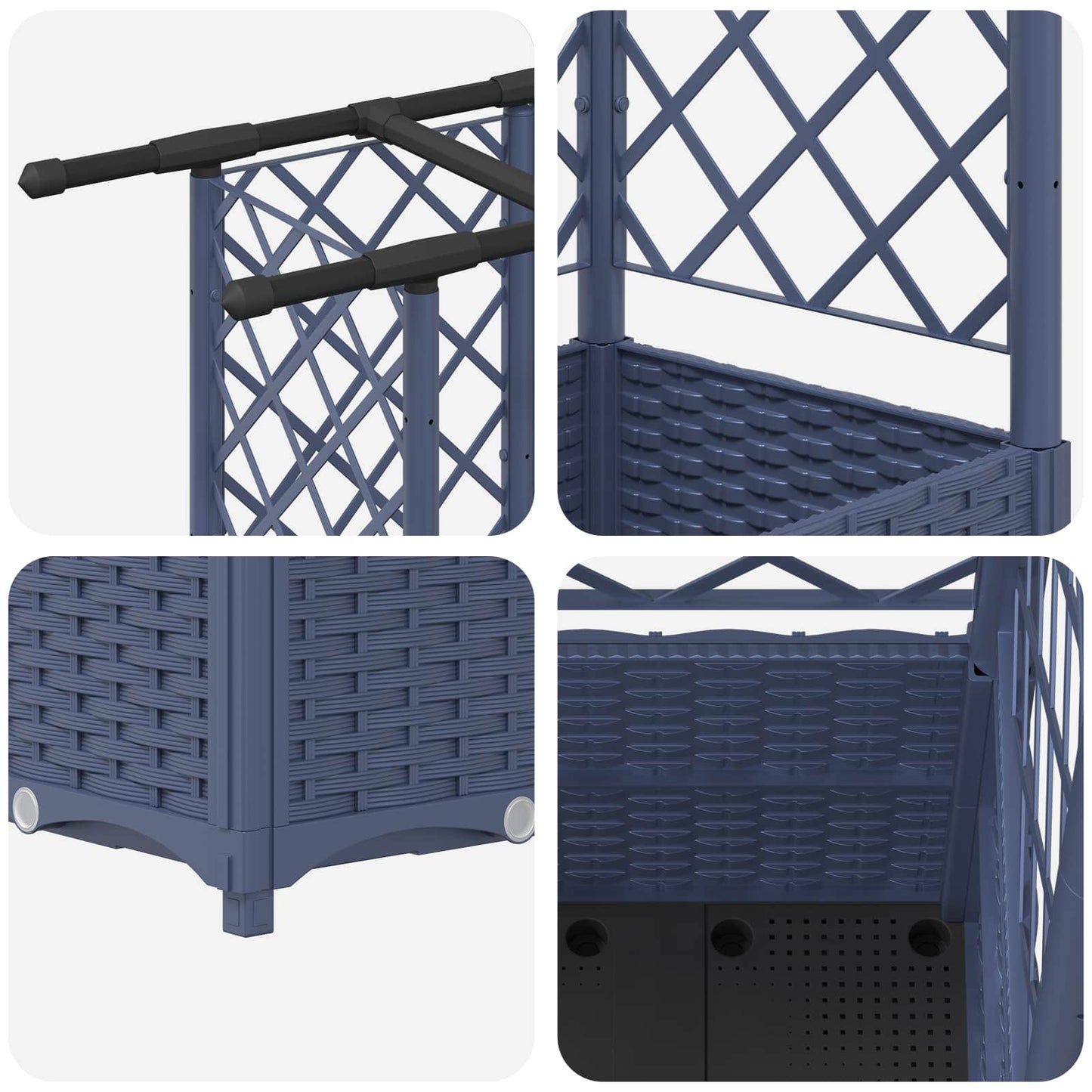 vidaXL Raised Bed with Trellis and Roof Grey 124 x 40 x 138 cm PP