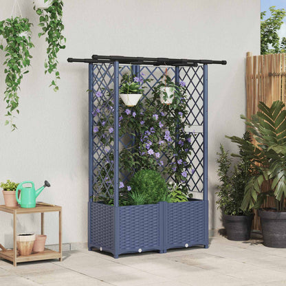 vidaXL Raised Bed with Trellis and Roof Grey 124 x 40 x 138 cm PP