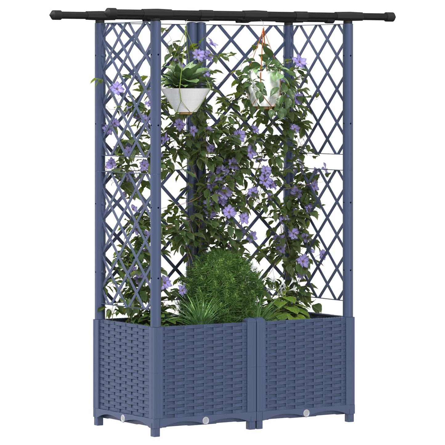 vidaXL Raised Bed with Trellis and Roof Grey 124 x 40 x 138 cm PP