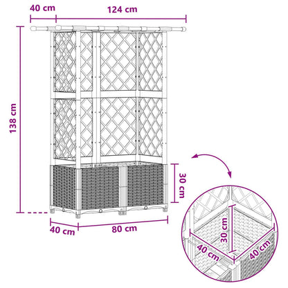 vidaXL Raised Bed with Trellis and Roof Grey 124 x 40 x 138 cm PP