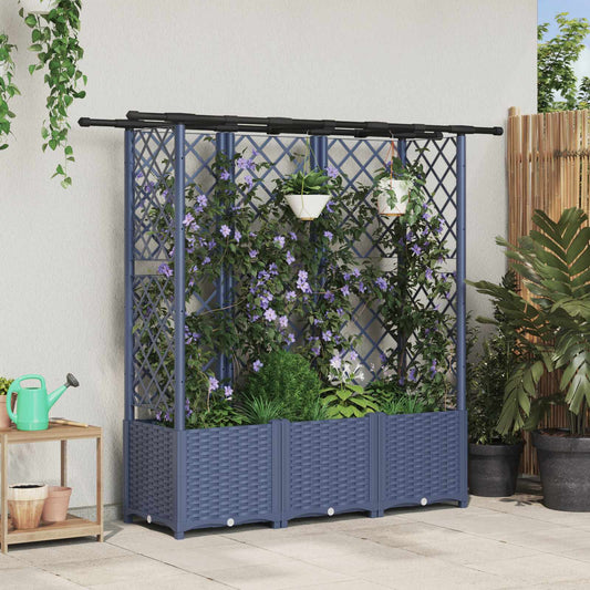 vidaXL Raised Bed with Trellis and Roof Grey 163.5 x 40 x 136 cm PP