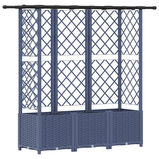vidaXL Raised Bed with Trellis and Roof Grey 163.5 x 40 x 136 cm PP
