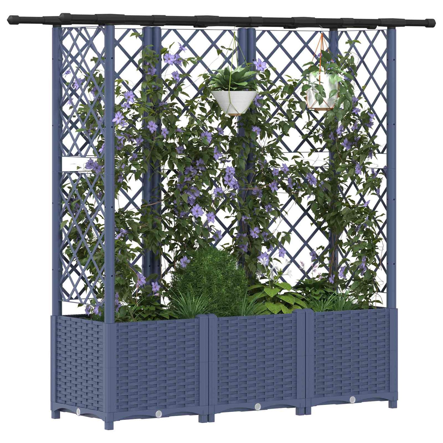 vidaXL Raised Bed with Trellis and Roof Grey 163.5 x 40 x 138 cm PP