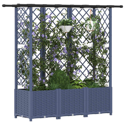 vidaXL Raised Bed with Trellis and Roof Grey 163.5 x 40 x 138 cm PP