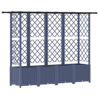 vidaXL Raised Bed with Trellis and Roof Grey 202 x 40 x 136 cm PP
