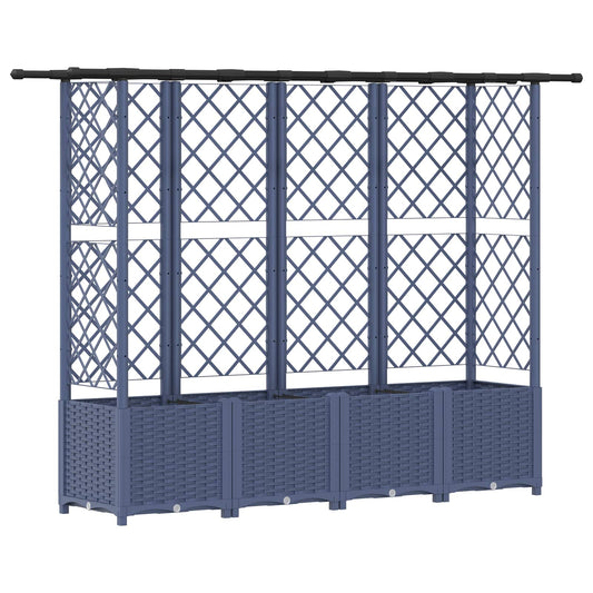 vidaXL Raised Bed with Trellis and Roof Grey 202 x 40 x 136 cm PP