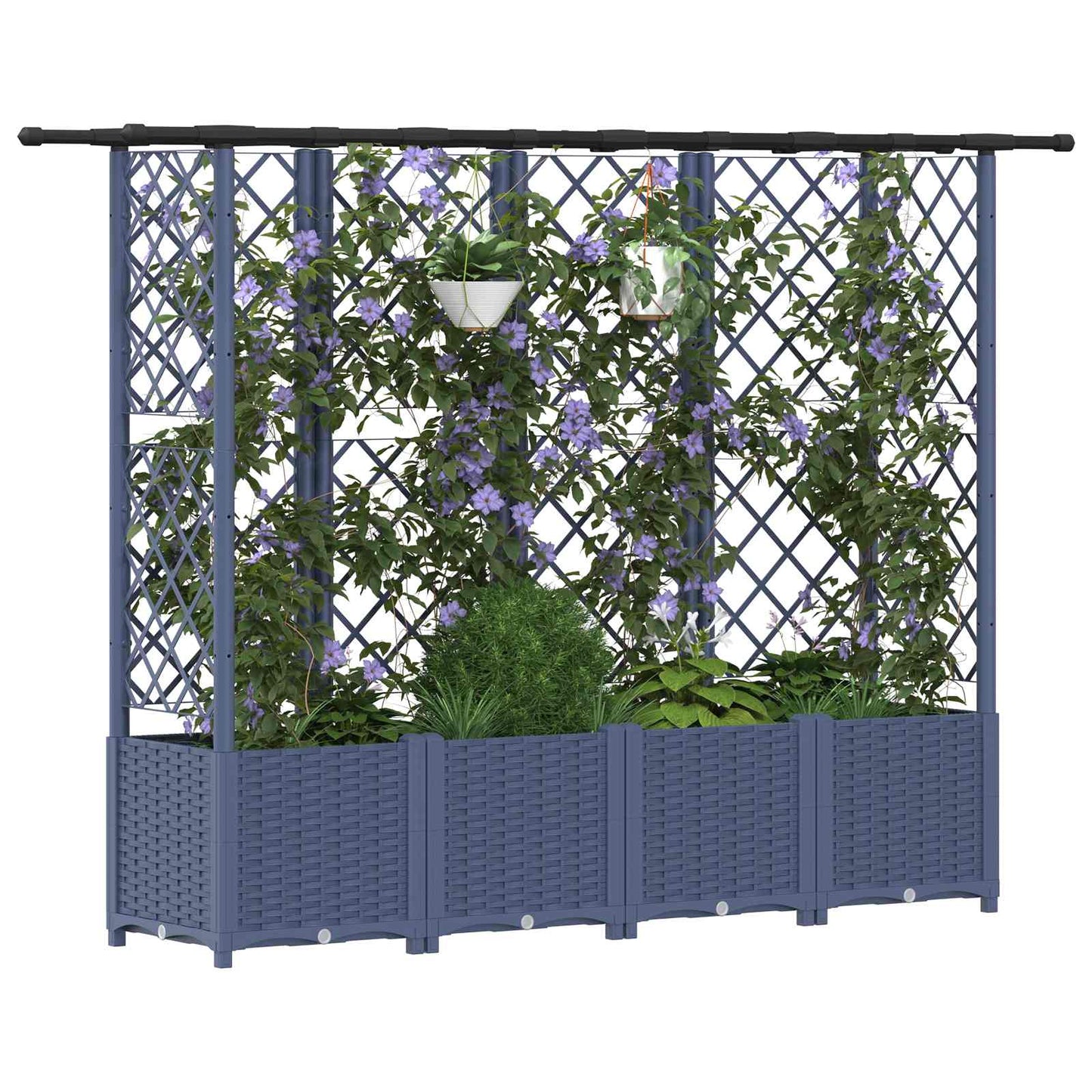 vidaXL Raised Bed with Trellis and Roof Grey 202 x 40 x 136 cm PP