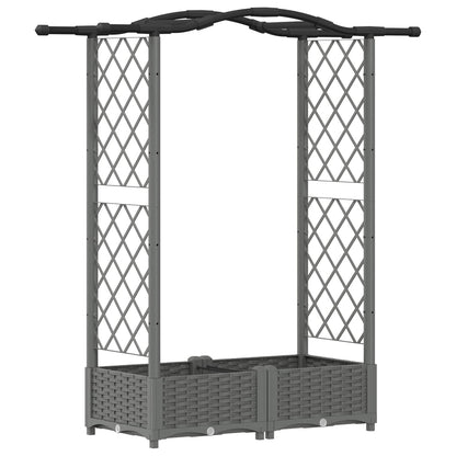 vidaXL Raised Bed with Trellis and Roof Light Grey 124 x 40 x 125 cm