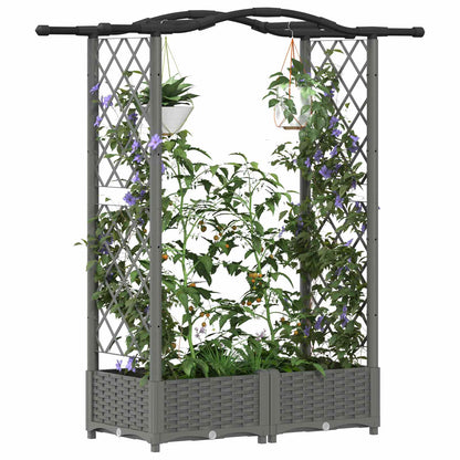 vidaXL Raised Bed with Trellis and Roof Light Grey 124 x 40 x 125 cm