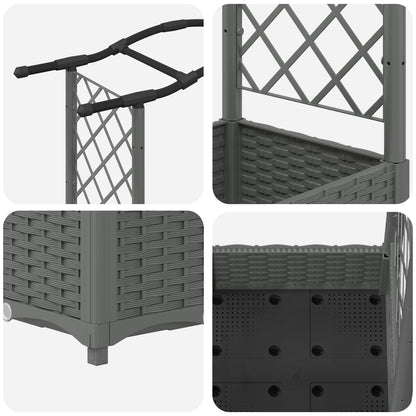 vidaXL Raised Bed with Trellis and Roof Light Grey 169 x 40 x 125 cm