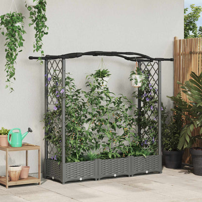 vidaXL Raised Bed with Trellis and Roof Light Grey 169 x 40 x 125 cm