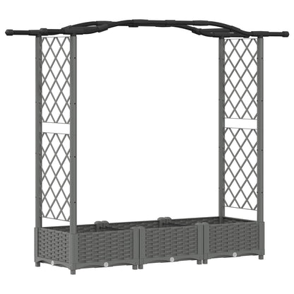 vidaXL Raised Bed with Trellis and Roof Light Grey 169 x 40 x 125 cm