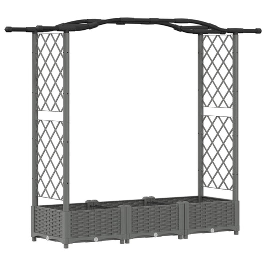 vidaXL Raised Bed with Trellis and Roof Light Grey 169 x 40 x 123 cm
