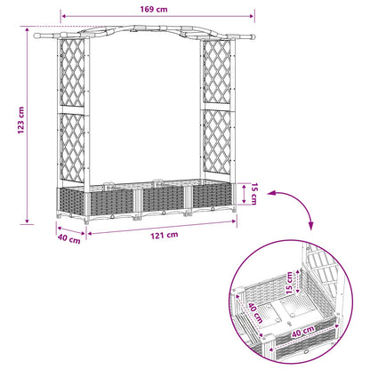 vidaXL Raised Bed with Trellis and Roof Light Grey 169 x 40 x 125 cm