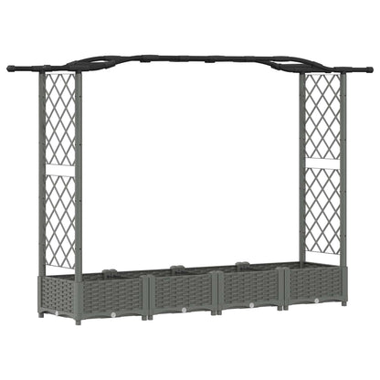 vidaXL Raised Bed with Trellis and Roof Light Grey 207 x 40 x 126 cm