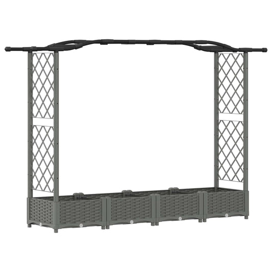 vidaXL Raised Bed with Trellis and Roof Light Grey 207 x 40 x 123 cm