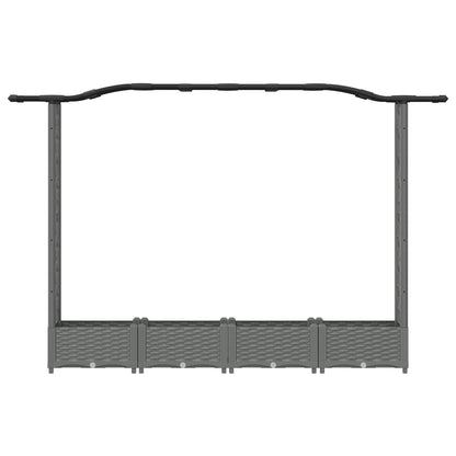 vidaXL Raised Bed with Trellis and Roof Light Grey 207 x 40 x 126 cm