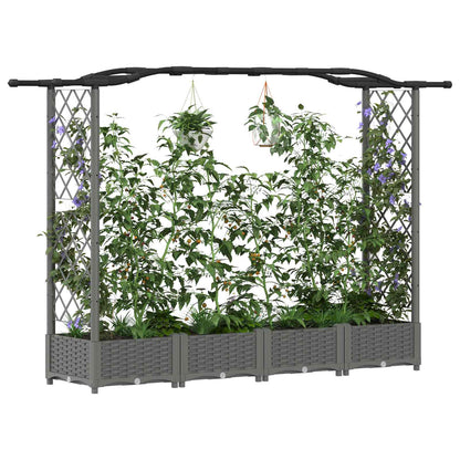 vidaXL Raised Bed with Trellis and Roof Light Grey 207 x 40 x 126 cm
