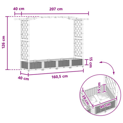 vidaXL Raised Bed with Trellis and Roof Light Grey 207 x 40 x 126 cm