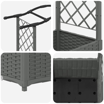 vidaXL Raised Bed with Trellis and Roof Light Grey 125 x 40 x 138 cm