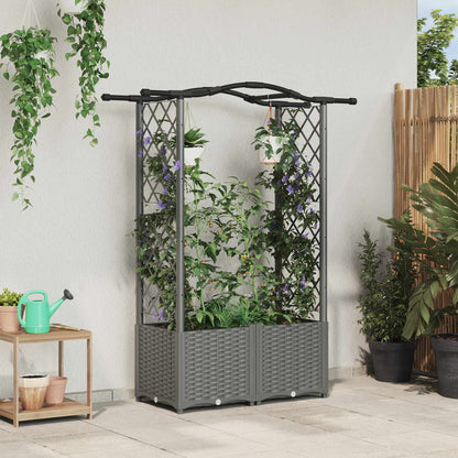 vidaXL Raised Bed with Trellis and Roof Light Grey 125 x 40 x 138 cm
