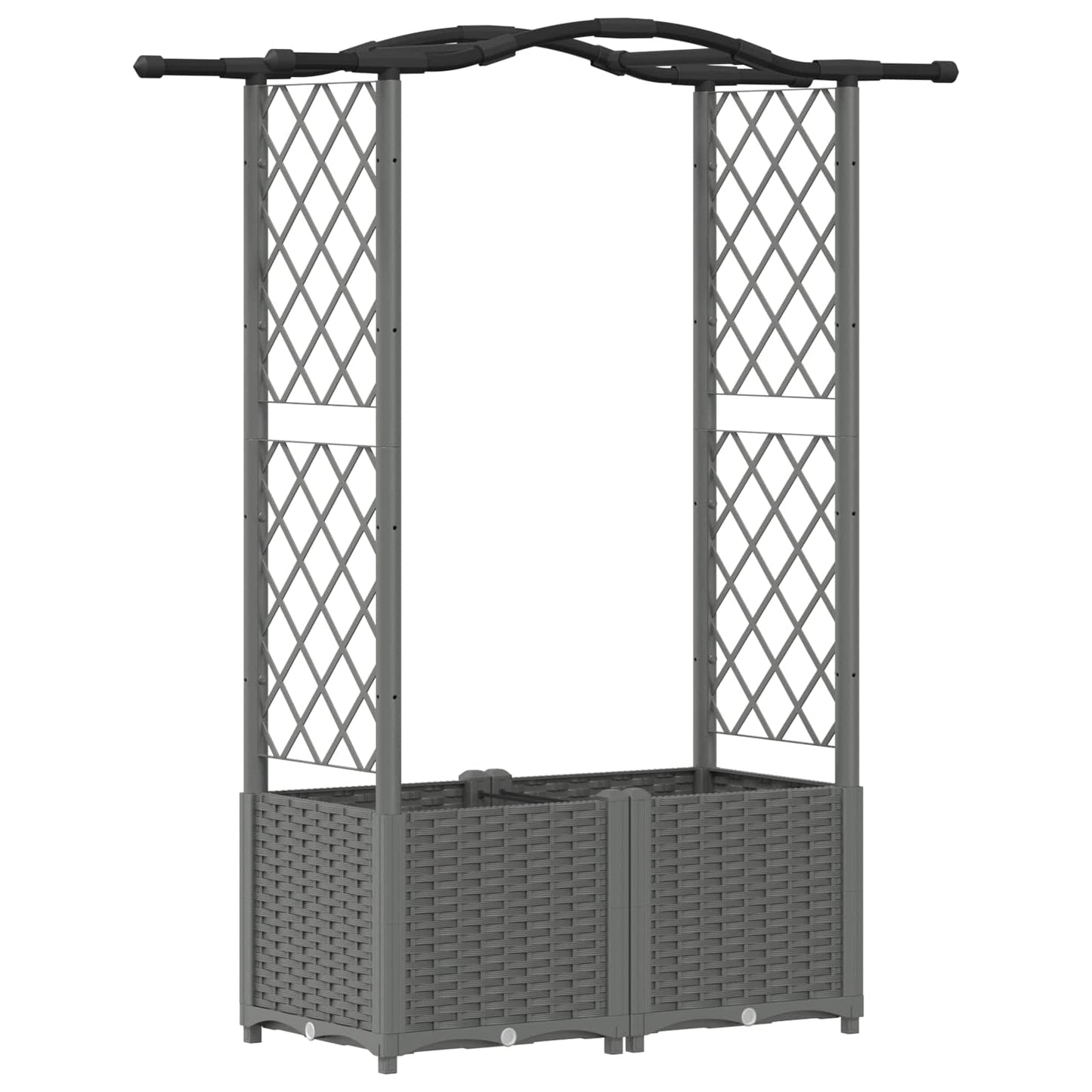 vidaXL Raised Bed with Trellis and Roof Light Grey 125 x 40 x 138 cm