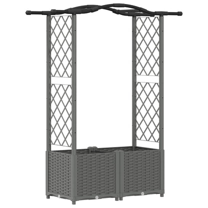 vidaXL Raised Bed with Trellis and Roof Light Grey 125 x 40 x 138 cm