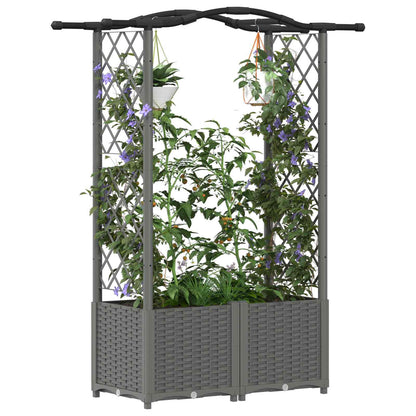 vidaXL Raised Bed with Trellis and Roof Light Grey 125 x 40 x 138 cm