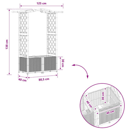 vidaXL Raised Bed with Trellis and Roof Light Grey 125 x 40 x 138 cm