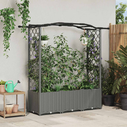 vidaXL Raised Bed with Trellis and Roof Light Grey 164 x 40 x 142 cm