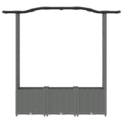 vidaXL Raised Bed with Trellis and Roof Light Grey 164 x 40 x 142 cm