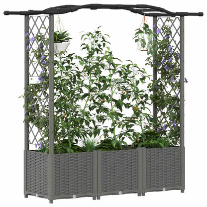 vidaXL Raised Bed with Trellis and Roof Light Grey 164 x 40 x 142 cm