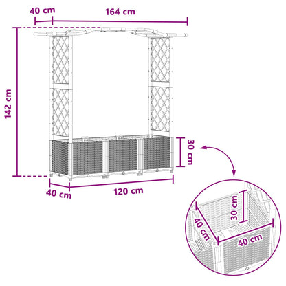 vidaXL Raised Bed with Trellis and Roof Light Grey 164 x 40 x 142 cm