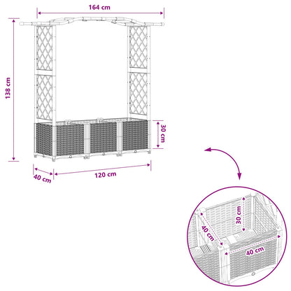 vidaXL Raised Bed with Trellis and Roof Light Grey 164 x 40 x 138 cm