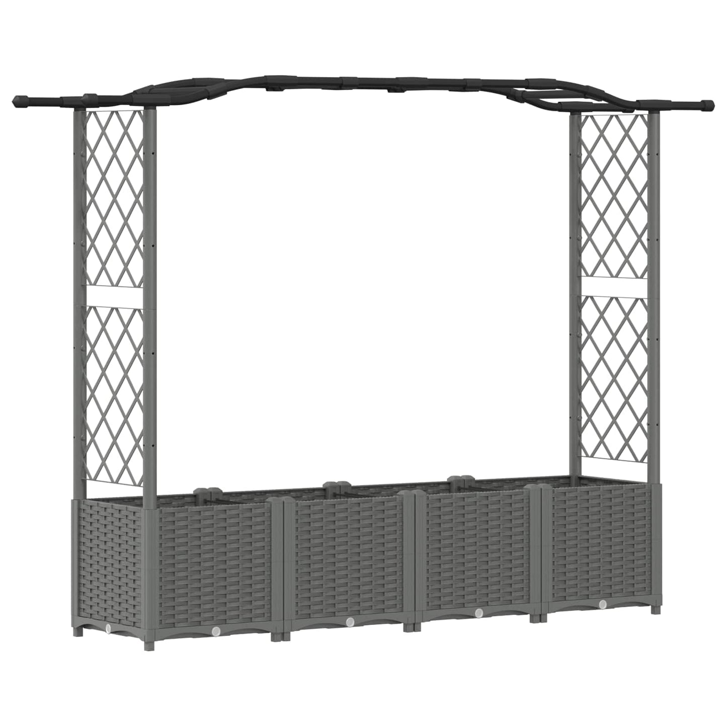 vidaXL Raised Bed with Trellis and Roof Light Grey 204 x 40 x 141 cm